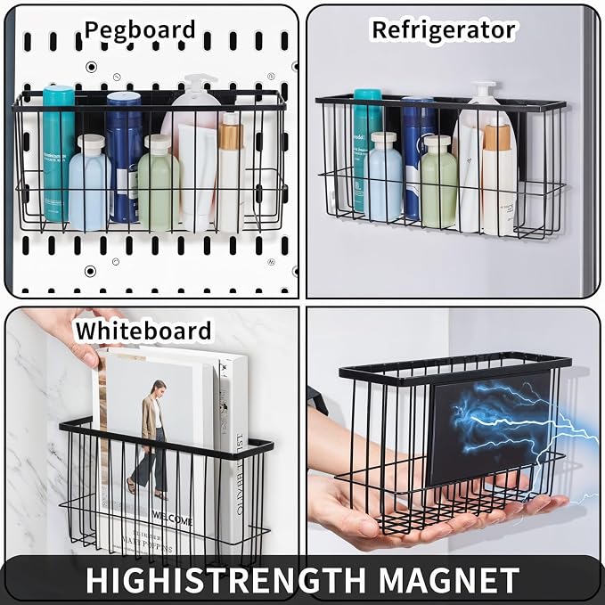 2 Pack Magnetic Basket Organizer Shelf Rack - Image 6