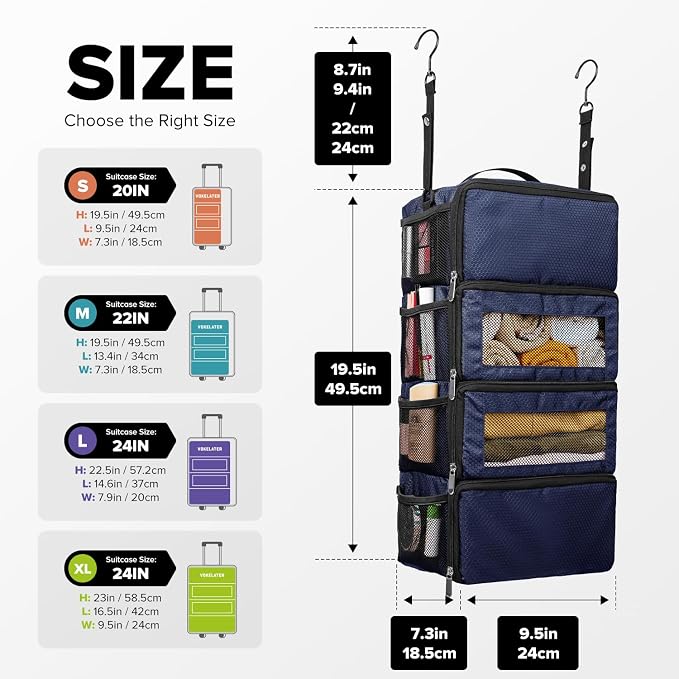 Suitcase Organizer, Travel Luggage Organizer Hanging Shelves Packing Cube - Image 2
