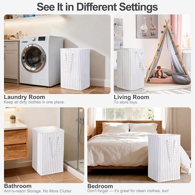 Laundry Hamper Collapsible Laundry Baskets, Freestanding Waterproof Clothes - Image 7
