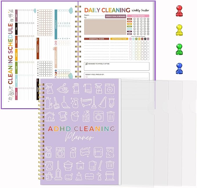 ADHD Cleaning Planner for Adults Women – Reusable Laminated Deep Clean by Unknown