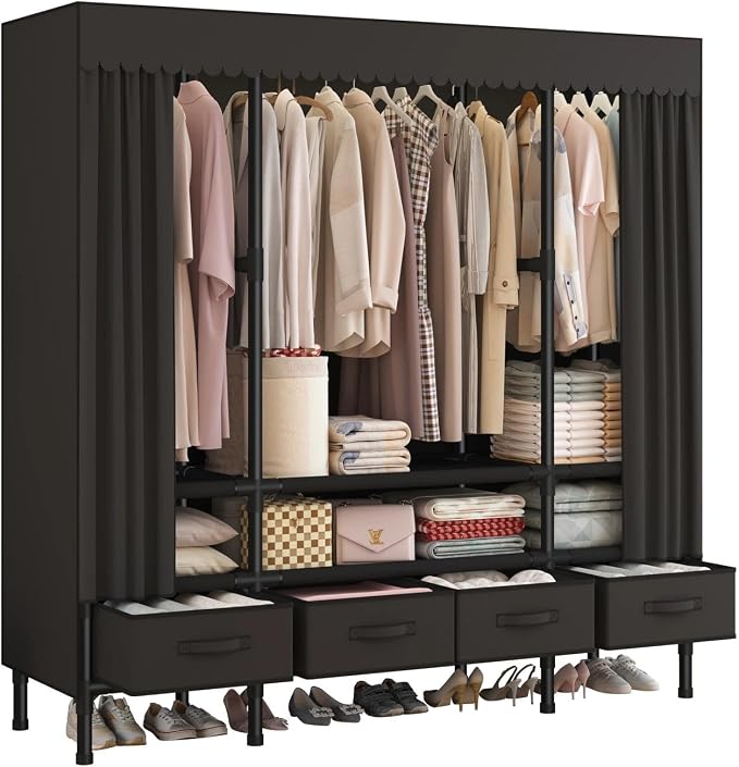 Portable Closet, Garment Rack, Heavy Duty Clothes Rack by WEALTHYHEART