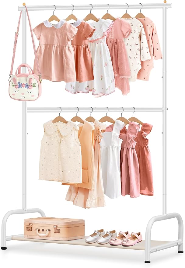 SLEEPING LAMB Double Rod Kids Clothes Rack, Small Toddler Clothing Rack by SLEEPINGLAMB
