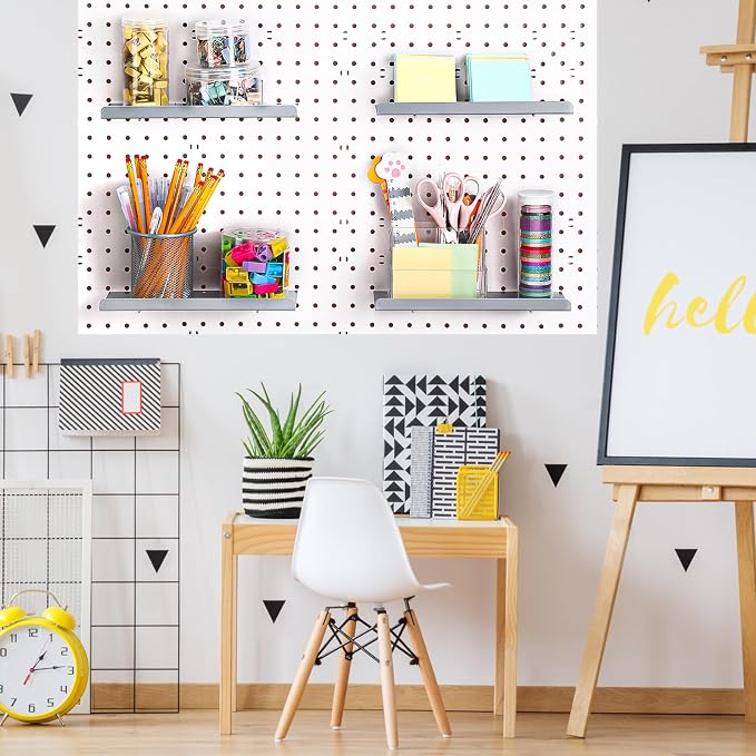 4 Pcs Pegboard Shelves Wall Organizer Brackets Pegboard Steel Tray Accessories - Image 6