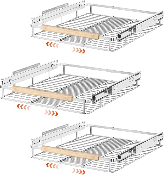 SANNO Pull Out Cabinet Organizer, Cabinet Slide Out Shelf, Pots Pans Organizers by SANNO