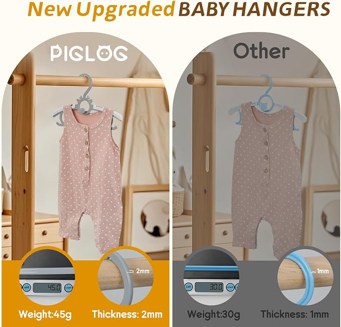 Toddler Hangers 60PCS, 45g Ultra-Thick Space Saving Non-Slip Plastic Hanger - Image 3