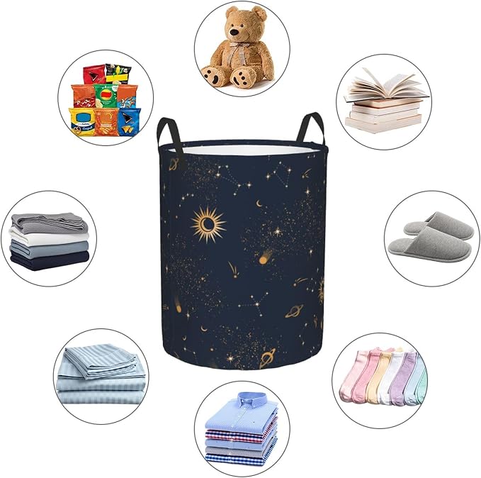 Space Galaxy Stars Laundry Basket, Retro Planets Dirty Clothes Laundry Hamper - Image 5