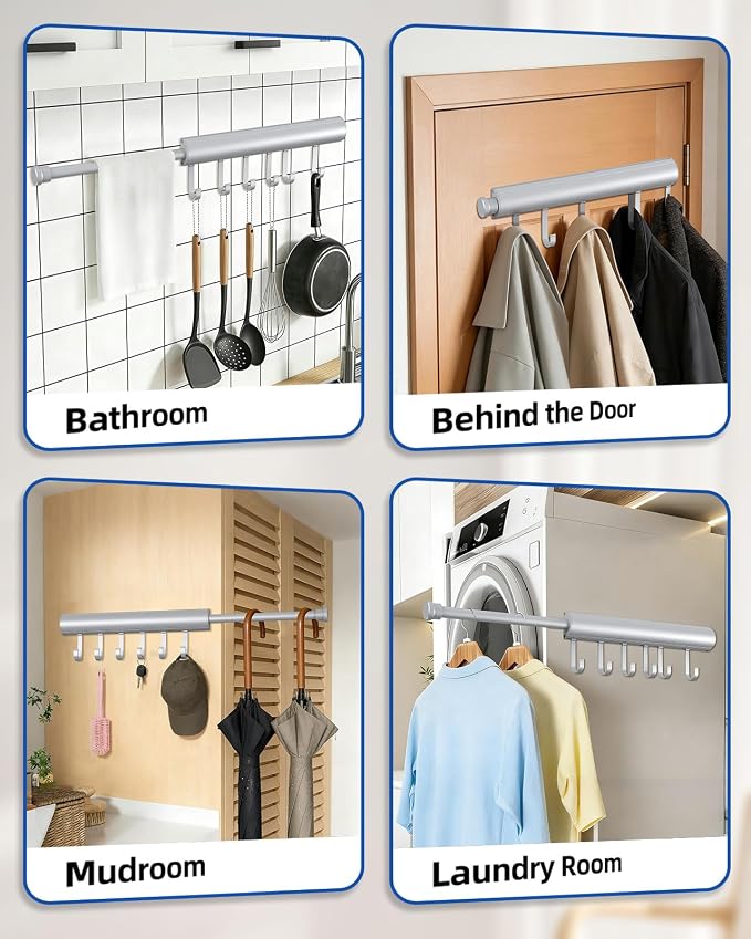 12 Inch Valet Rod for Closet Pull Out, Retractable Clothes Hanger - Image 6