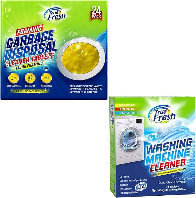 True Fresh 15 Washing Machine Cleaner Tablets & 24 Garbage Disposal Cleaner by TrueFresh