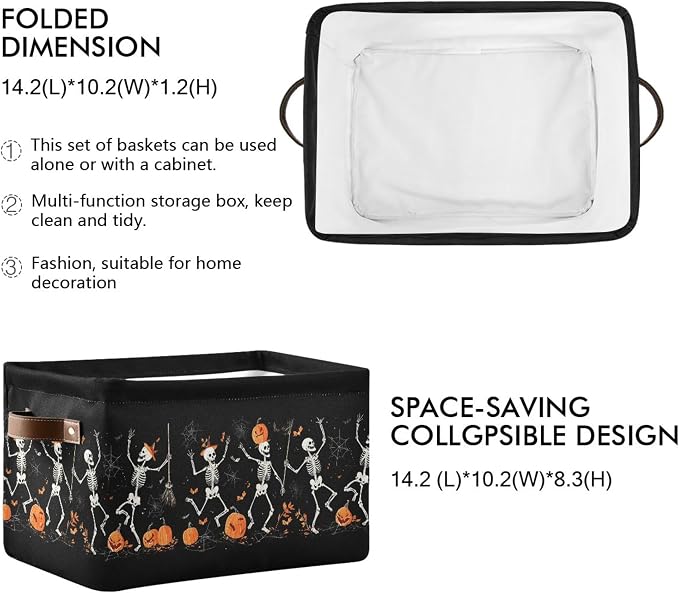 Halloween Skeleton Black Storage Basket - Image 2