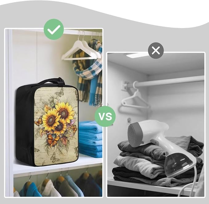 Travel Steam Iron Storage Bag Sunflower Heavy Fabric Carrying Case - Image 4