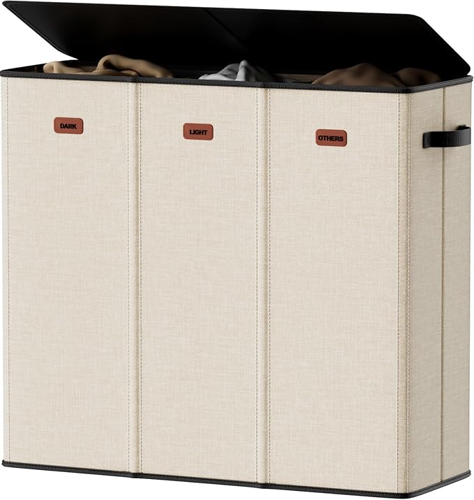 185L Laundry Hamper 3 Section, Laundry Hamper by Vexalora
