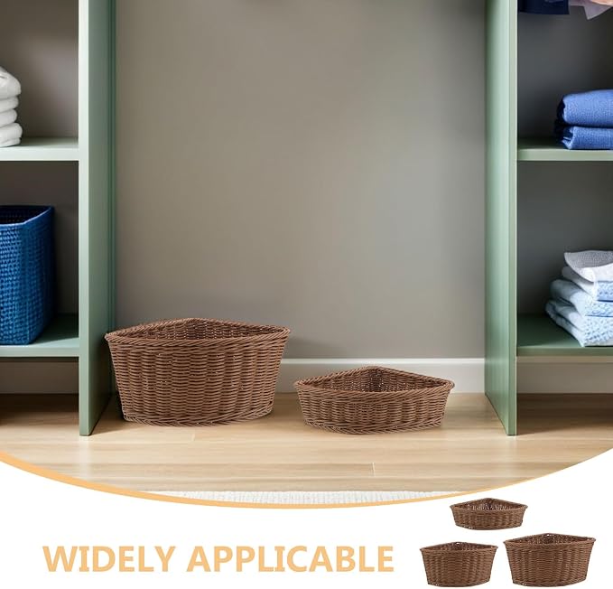 3pcs Imitation Rattan Woven Corner Basket - Image 5