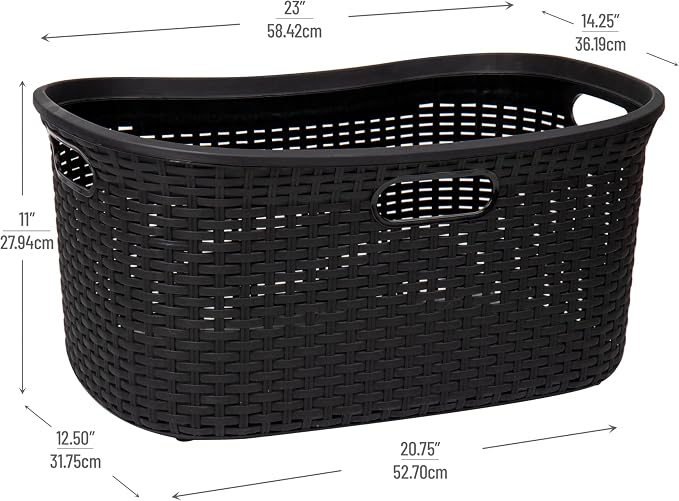Mind Reader 40L Laundry Basket, Clothes Hamper, Premium Wicker Design - Image 3