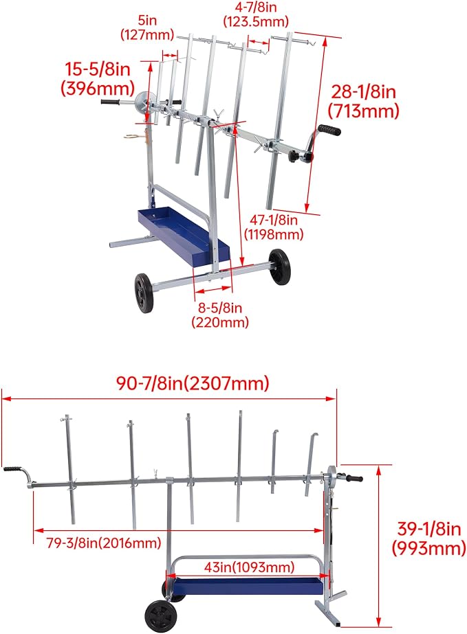 Rotating Paint Stand Universal W/Tool Tray&360° Rotation Adjustable Bars - Image 9