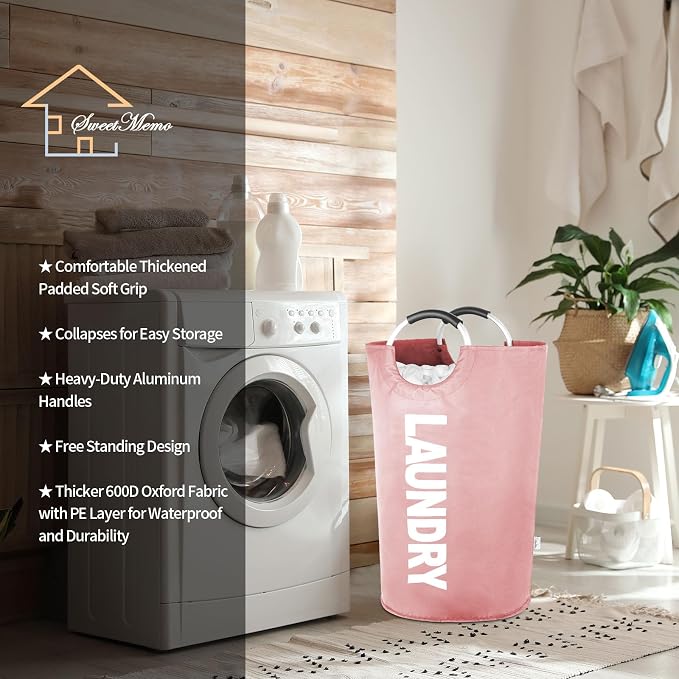 Laundry Hamper Bags 2 Pack, Large Laundry Baskets Collapsible, Dirty Clothes - Image 2