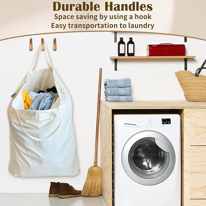 Canvas Laundry Bag with Handles & Drawstring Closure 30”Wx35"H, Thick Canvas - Image 6