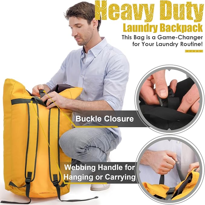 Backpack Laundry Bag, 115L Heavy Duty Extra Large College Laundry Backpack - Image 5