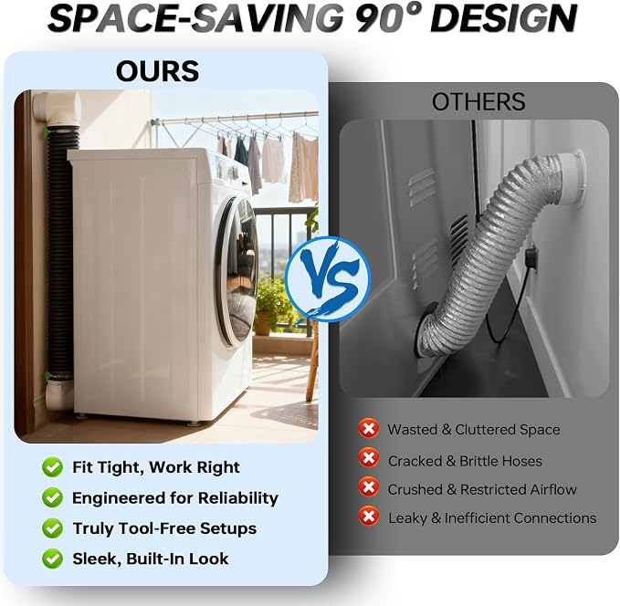 MOPHA 8FT Dryer Vent Hose for Tight Space, 90 Degree Dryer Vent Elbow - Image 3
