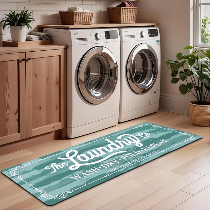 Pauwer Laundry Room Rug Runner 20"x60" Waterproof Rubber Laundry Mat Non Slip - Image 7