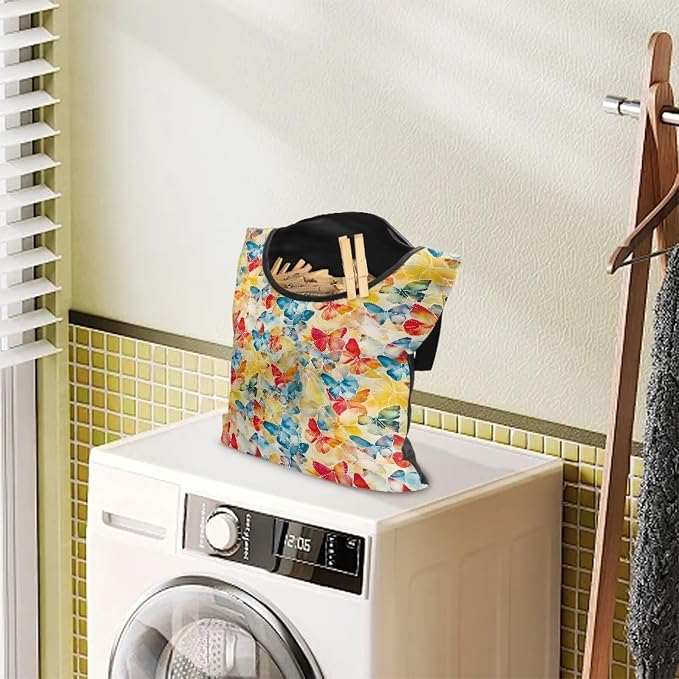 Colorful Butterfly Hanging Clothes Pin Bag Clothespin Storage Organizer Large - Image 2