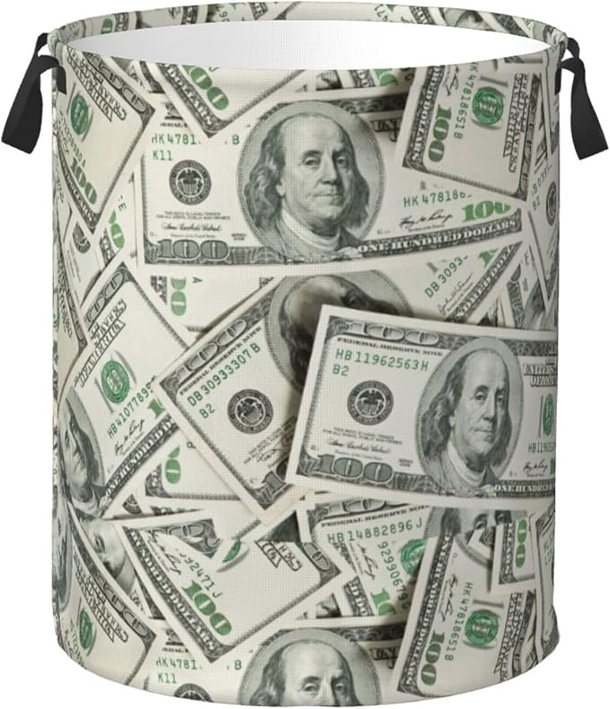 Funny Hundred Dollars Money Bills Laundry Hamper Bag by Unknown