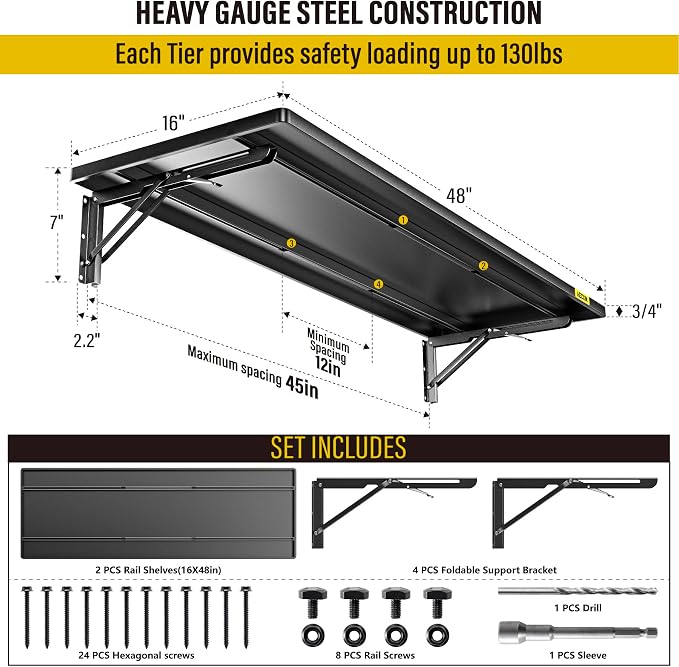 2pack-1.3x4ft Adjustable Rail Type Folding Storage Rack Shelf, Suitable - Image 2