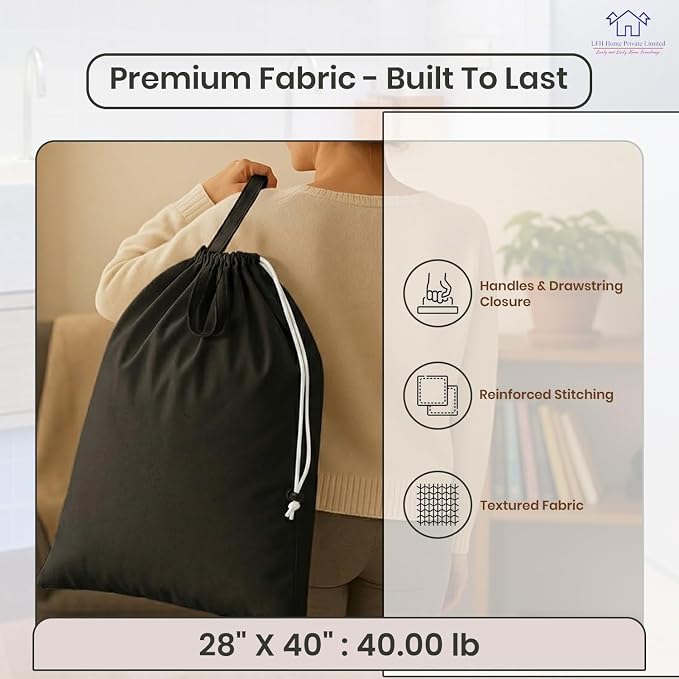 LFH Home Large Premium Cotton Canvas Laundry Bag - Image 4