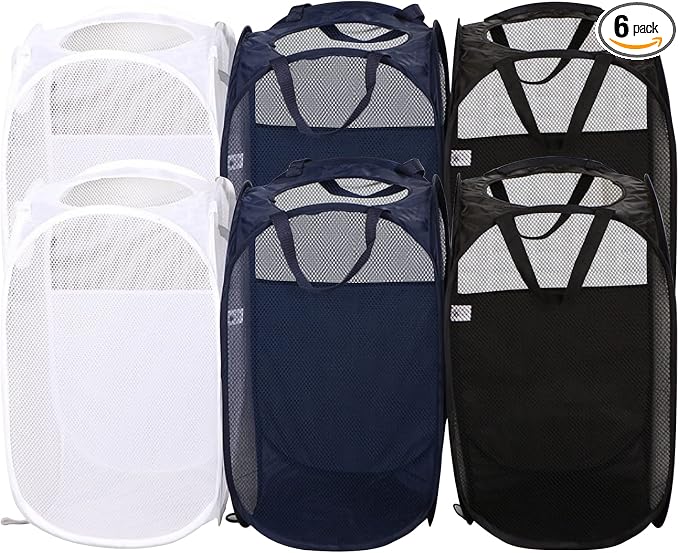 AQQA 6 Pcs Handy Laundry Collapsible Mesh Foldable Hampe, Popup Laundry Basket by AQQA