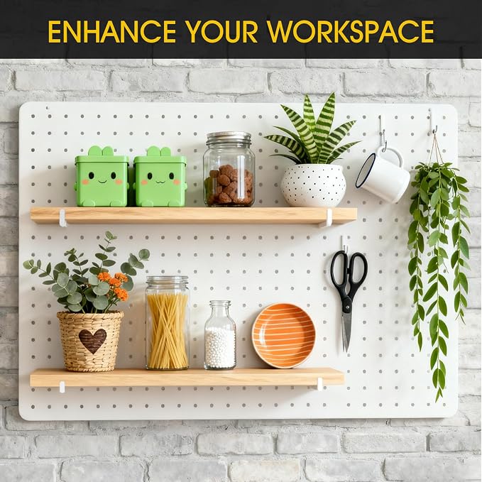 Pegboard Shelf Set of 2, High Stability Wooden Shelf - Image 3
