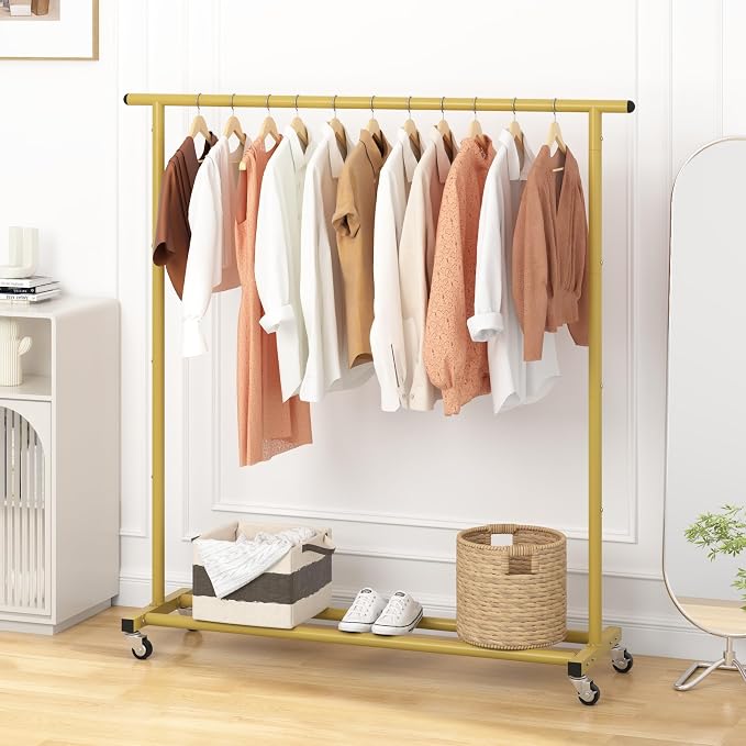 Buzowruil Metal Rolling Clothing Rack Adjustable Freestanding Garment Organizer - Image 5