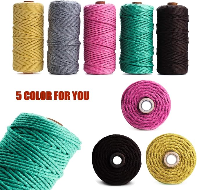 HAPYLY Macrame Cord Natual Macrame Cotton Cord DIY Craft Cord Spool Twine - Image 6