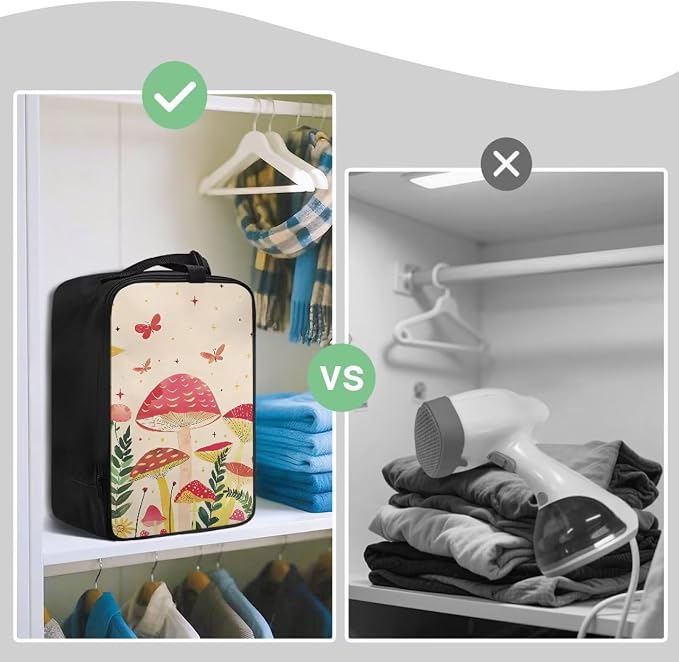 Steam Iron Storage Bag Red Mushroom Zippered Handheld Steamer Case Universal Fit - Image 4