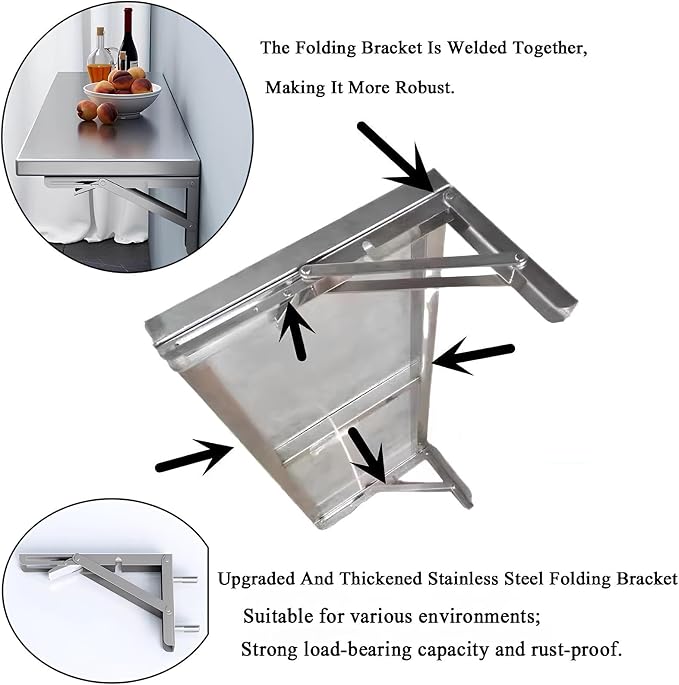 Wall Mounted Folding Table Stainless Steel, Folding Table - Image 4