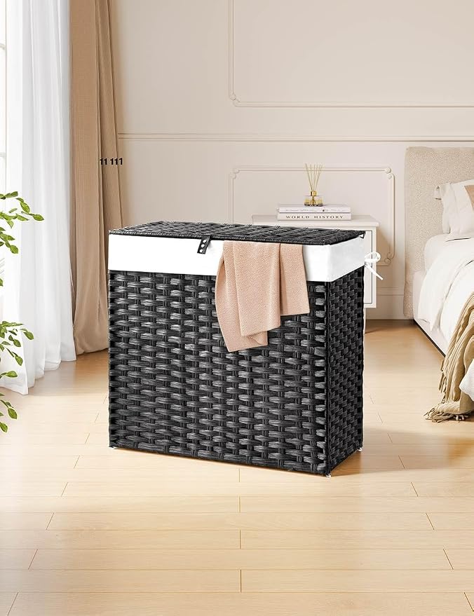 Greenstell Laundry Hamper with Lid, 125L Laundry Basket with 2 Removable Liner - Image 2