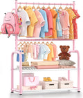 Kids Clothing Rack with 2-Layer Storage Shelf and 2 Adjustable Hanging Rods by Unknown