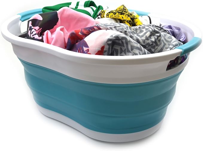 SAMMART 36L Collapsible 3 Handled Plastic Laundry Basket-Foldable Pop Up - Image 5