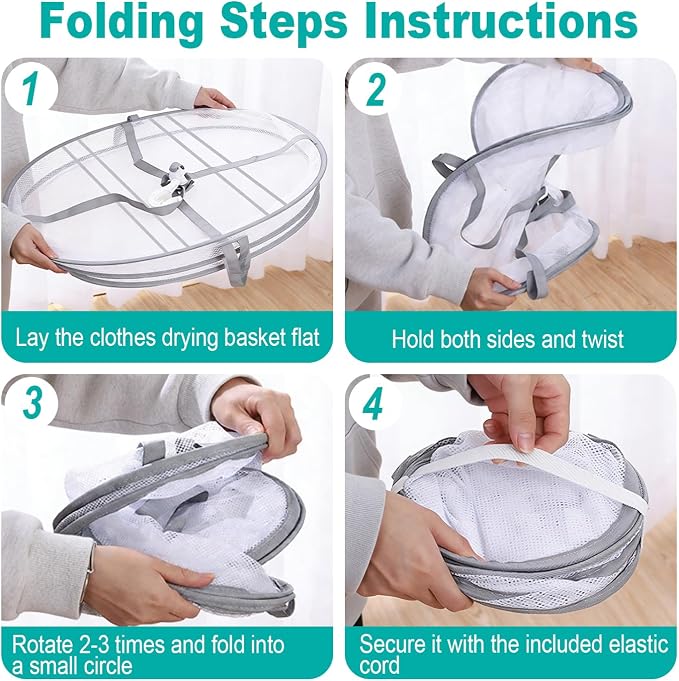 3-Tier Folding Mesh Clothes Drying Rack, Hanging Sweater Dryer - Image 3