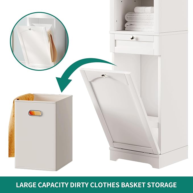 YITAHOME 53" Tall Tilt-Out Laundry Storage Cabinet, Hidden Hamper - Image 3