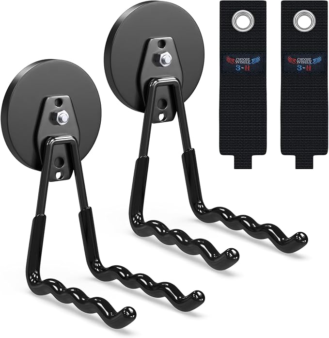 3-H Hook Magnets Heavy Duty 2 Large, 2 Small, J Shape Strong Magnetic Hooks by 3-H