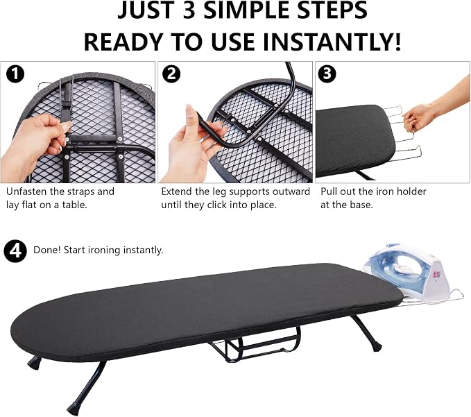 Table Top Ironing Board with Iron Holder and Wall Mount, Foldable Mine Iron - Image 7