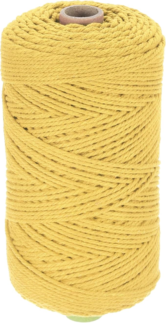 HARFINGTON Natural Macrame Cord 2mm x 220 Yards 3 Strand Twisted Cotton Macrame by HARFINGTON