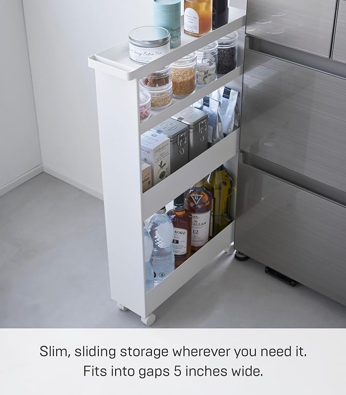YAMAZAKI Home Tower Slim 4-Tier Rolling Storage Cart – Mobile Organizer - Image 2