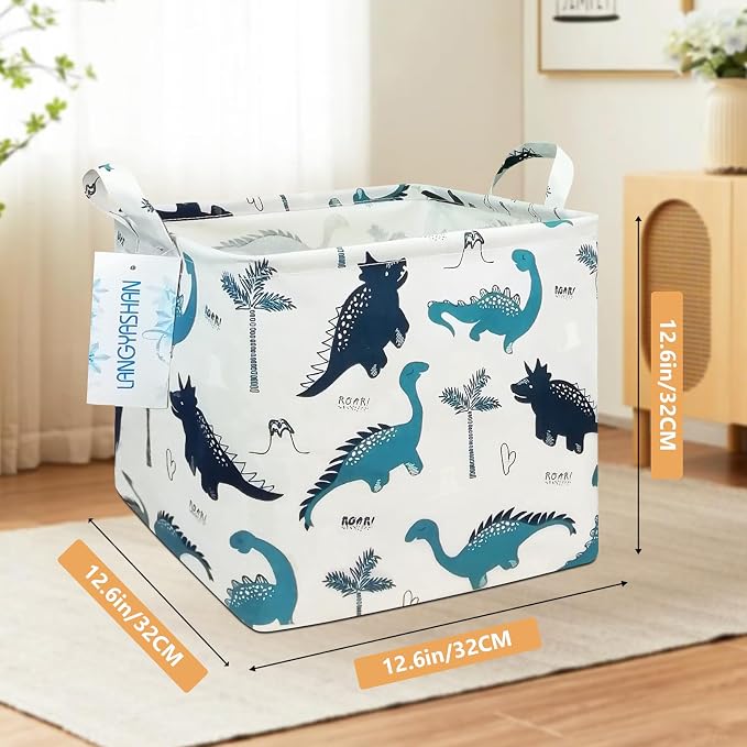 LANGYASHAN Square Storage Baskets Waterproof Canvas Children Laundry Nursery - Image 2
