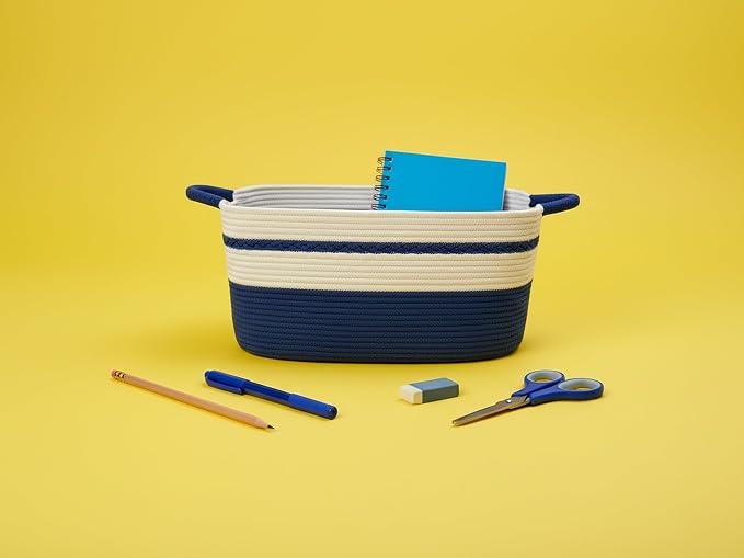 Decorative laundry basket with handles woven from natural cotton rope storage - Image 4