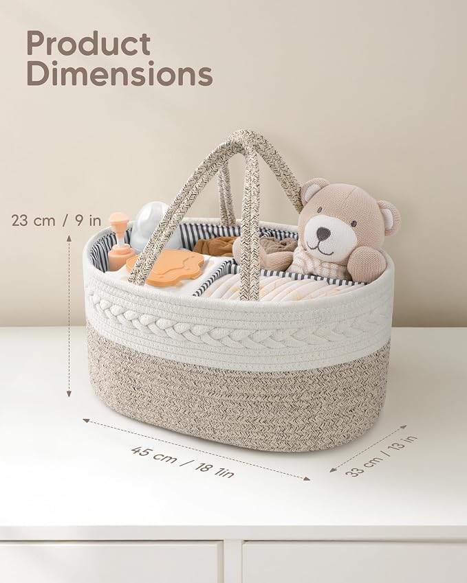 Maliton Extra Large Diaper Caddy Organizer, Cotton Rope Nursery Basket - Image 2
