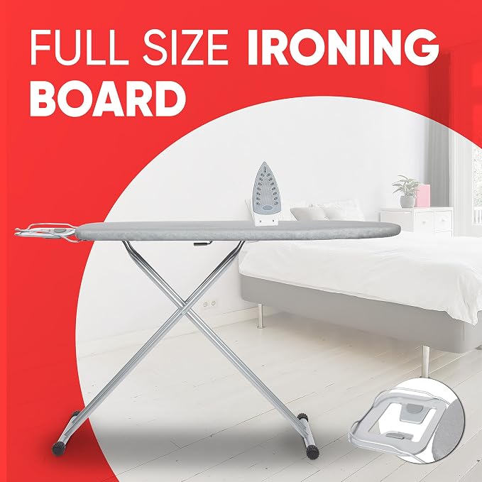 Ironing Board Full Size 54" L x 13" W, Foldable & Adjustable Height Iron Board - Image 3