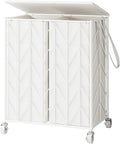WOWLIVE Laundry Basket with Wheels, Heavy Duty Laundry Hamper with Wood Lid by WOWLIVE