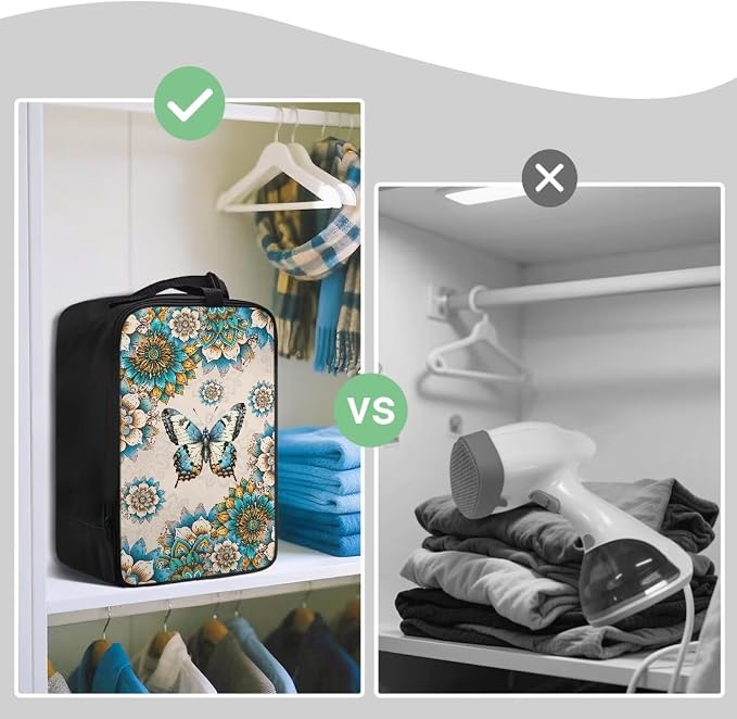 Portable Steamer Iron Storage Bag Boho Butterfly Lightweight Travel Organizer - Image 4