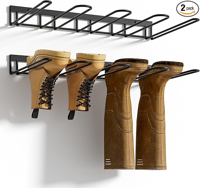 Boot Rack, Wader Hangers for wall, Metal Wall Mounted Shoe Racks, 4 Pair Boot by ZACURTER