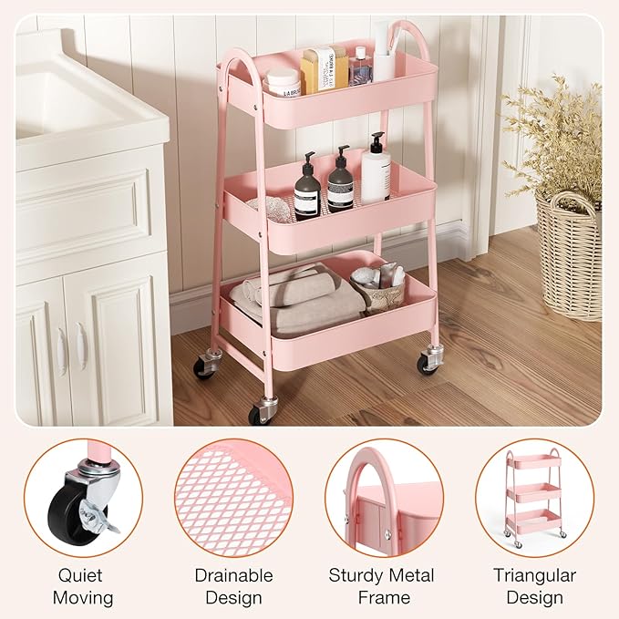 NEWBULIG 3-Tier Rolling Utility Cart - Image 2